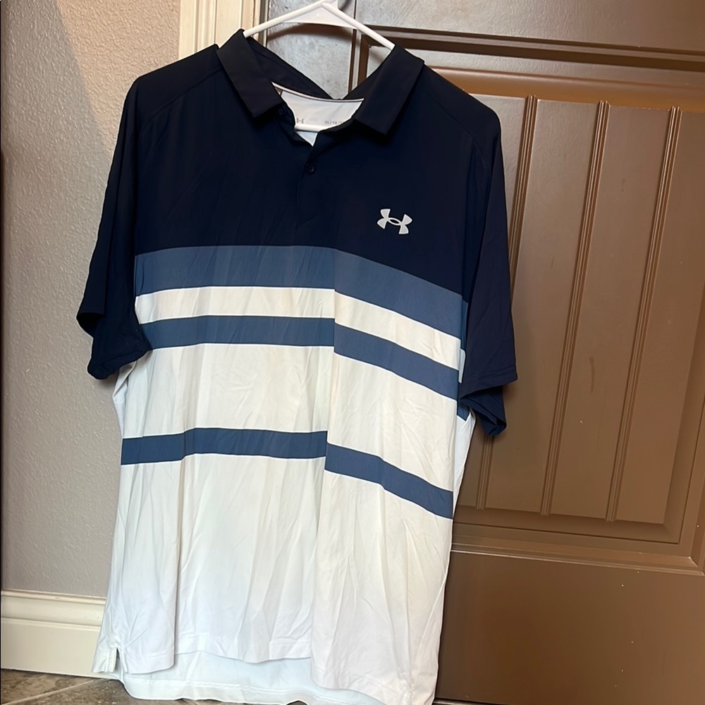 Under Armour Men's Navy and White Polo Shirt